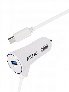 MUJU MJ-C07 ЗУ авто USB + кабель Micro USB (5B,3100mA)